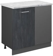 Vicco Eckunterschrank R-Line, Schwarz Beton/Anthrazit, 86 cm AP Marmor (1-St)