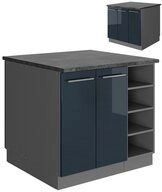 Vicco Unterschrank Fame-Line, Dunkelblau Hochglanz/Anthrazit, 90 cm ohne