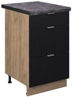 Vicco Unterschrank Fame-Line, Schwarz gestreift/Goldkraft Eiche, 50 cm, AP...