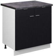 Vicco Unterschrank Fame-Line, Schwarz gestreift/Wei&szlig;, 80 cm, AP Anthrazit...
