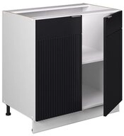 Vicco Unterschrank Fame-Line, Schwarz gestreift/Wei&szlig;, 80 cm mit Regal, AP Eiche