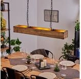 hofstein Pendelleuchte &raquo;Spezia&laquo; H&auml;ngelampe aus Metall/Holz in Schwarz/Natur, ohne
