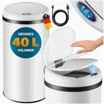 monzana M&uuml;lleimer, 40 L Automatik Sensor M&uuml;lleimer LED Display M&uuml;llbeh&auml;lter