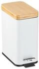 relaxdays Kosmetikeimer Bad M&uuml;lleimer 5 l mit Bambusdeckel, wei&szlig;