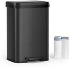 SONGMICS M&uuml;lleimer 50 Liter Abfalleimer, Tretm&uuml;lleimer aus Metall mit Deckel