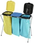 N&ouml;lle M&uuml;llsackst&auml;nder, Abfallsammler 3 x 120 l mit Deckel gelb/blau/schw