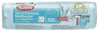 RUBIN M&uuml;llbeutel, 20 St&uuml;ck/Rolle, mit Tragegriff, 50 Liter, blau-transparent
