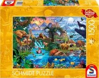 Schmidt Spiele Puzzle Panorama der Tierwelt, 1500 Puzzleteile, Made in Europe