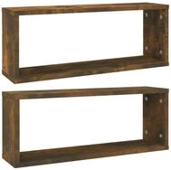 vidaXL Wandregal, W&uuml;rfelregale 2 Stk. R&auml;uchereiche 60x15x23 cm Holzwerkstoff