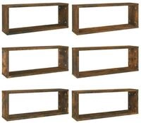 vidaXL Regal W&uuml;rfelregale 6 Stk. R&auml;uchereiche 60x15x23 cm Holzwerkstoff,...