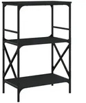 vidaXL B&uuml;cherregal B&uuml;cherregal 3 B&ouml;den Schwarz 59x35x90,5 cm Holzwerkstoff,...