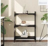 vidaXL B&uuml;cherregal vidaXL B&uuml;cherregal 3 B&ouml;den Schwarz 60x30x86 cm...
