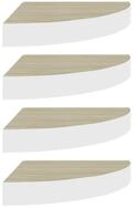 vidaXL Wandregal, Eck-Schweberegale 4 Stk. Eichen-Optik und Wei&szlig; 25x25x3,8 cm...