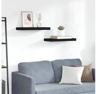 vidaXL Wandregal vidaXL Schweberegale 2 Stk. Schwarz 50x23,5x3,8 cm MDF