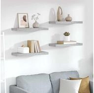 vidaXL Wandregal vidaXL Schweberegale 4 Stk. Betongrau 60x23,5x3,8 cm MDF