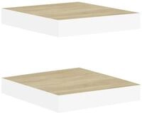 vidaXL Wandregal, Schweberegale 2 Stk. Eichen-Optik und Wei&szlig; 23x23,5x3,8 cm MDF