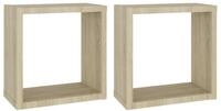 vidaXL Wandregal, W&uuml;rfelregale 2 Stk. Sonoma-Eiche 30x15x30 cm