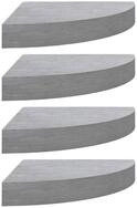 vidaXL Wandregal, Eck-Schweberegale 4 Stk. Betongrau 35x35x3,8 cm MDF