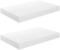 vidaXL Wandregal, Schweberegale 2 Stk. Hochglanz-Wei&szlig; 40x23x3,8 cm MDF