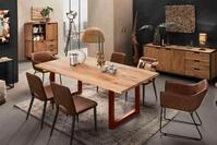 SIT Esstisch Lille Wildeiche Massivholz mit modernem Metall-Kufengestell,...