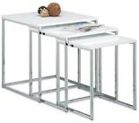 relaxdays Beistelltisch Beistelltische 3er Set Metallbeine, wei&szlig;