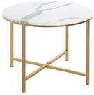 HAKU Beistelltisch Beistelltisch gold marmoroptik - Sofatisch MDF - H 45 x &Oslash;...