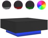 vidaXL Ablagetisch, Couchtisch mit LED-Leuchten Schwarz 80x80x31 cm