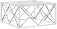 vidaXL Ablagetisch, Couchtisch 80x80x40 cm Edelstahl und Glas
