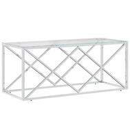 vidaXL Ablagetisch, Couchtisch 110x45x45 cm Edelstahl und Glas