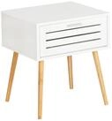 WENKO Nachttisch Mini-Kommode, Beistelltisch mit Schublade FINJA, Bambus, wei&szlig;,