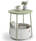 VASAGLE Beistelltisch rund, Couchtisch, mit Korb aus Stoff, &Oslash;45 cm, modern