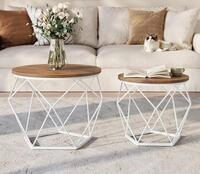 VASAGLE Couchtisch rund, Wohnzimmertisch, modern, Satztisch, Metall (2er Set,...