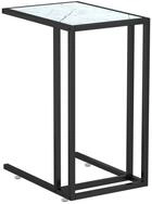 vidaXL Beistelltisch, Computer-Ablagetisch Wei&szlig; Marmor 50x35x65 cm Hartglas