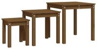 vidaXL Beistelltisch, Satztische 3 Stk. Honigbraun Massivholz Kiefer