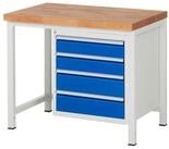 RAU Werkbank Werkbank 1000x700x840-1040mm 4xSchublade-TA lichtgrau/enzianblau