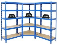 PROREGAL&reg; Eckregal MegaDeal Tiger 1x Eckregal + 2 St&uuml;ck 180x90x45cm Blau,...