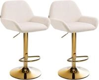 CLP Barhocker Braga (Set, 2 St., 2er), Samt-Bezug, Gold-Optik h&ouml;henverstellbar