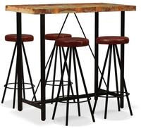vidaXL Essgruppe 5-tlg. Bar-Set Altholz Massiv und Echtleder, (4-tlg)