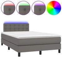 vidaXL Boxspringbett, Boxbett mit Matratze & LED Grau 120x200 cm Kunstleder