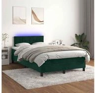 vidaXL Bettgestell vidaXL Boxspringbett mit Matratze & LED Dunkelgr&uuml;n 120x200...