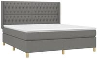 vidaXL Bett Boxspringbett mit Matratze & LED Dunkelgrau 180x200 cm Stoff