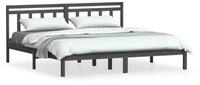 vidaXL Bettgestell 200 x 200 cm Massivholzbett Grau Kiefer 200x200 cm...