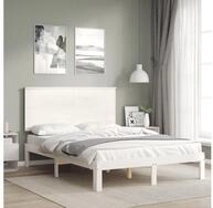 vidaXL Bett Massivholzbett ohne Matratze Wei&szlig; 140x190 cm Kiefernholz
