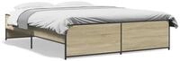vidaXL Bettgestell, Bettrahmen Sonoma-Eiche 140x200 cm Holzwerkstoff und Metall