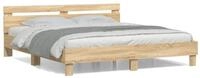 vidaXL Bettgestell, Bettrahmen mit Kopfteil Sonoma-Eiche 200x200 cm...