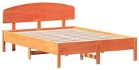 vidaXL Bett Massivholzbett ohne Matratze Wachsbraun 135x190 cm Kiefernholz