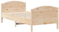 vidaXL Bettgestell, Massivholzbett mit Kopfteil 75x190 cm Kiefer