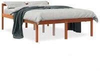 vidaXL Bettgestell, Seniorenbett Wachsbraun 135x190 cm Massivholz Kiefer