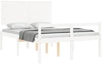 vidaXL Bett Seniorenbett mit Kopfteil 140x200 cm Wei&szlig; Massivholz