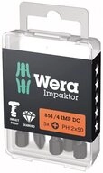 Wera Bit-Set, Sortiment Bit-Box Impaktor 1/4" DIN 3126 E6,3 PH2 x 50 mm 5er Pack